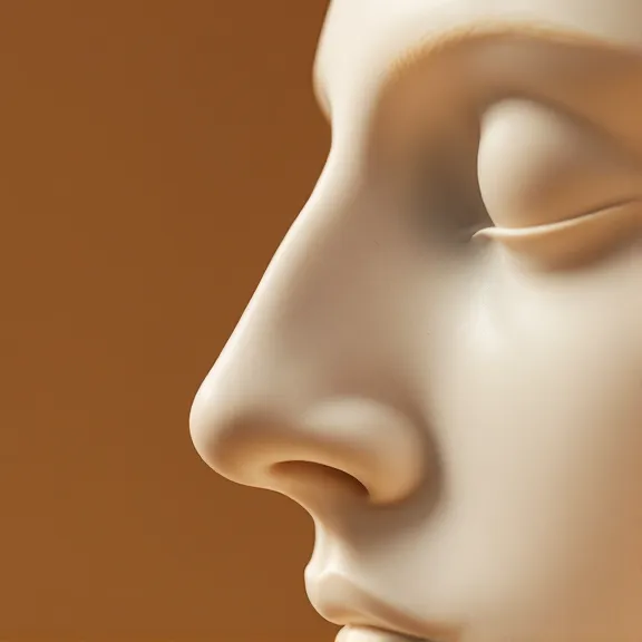 Editorial sculptural composition representing precision facial plastic surgery aesthetic
