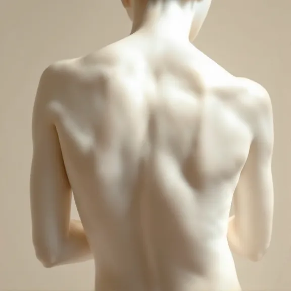 Editorial marble illustration of the back and trunk, where major weight loss leaves loose skin