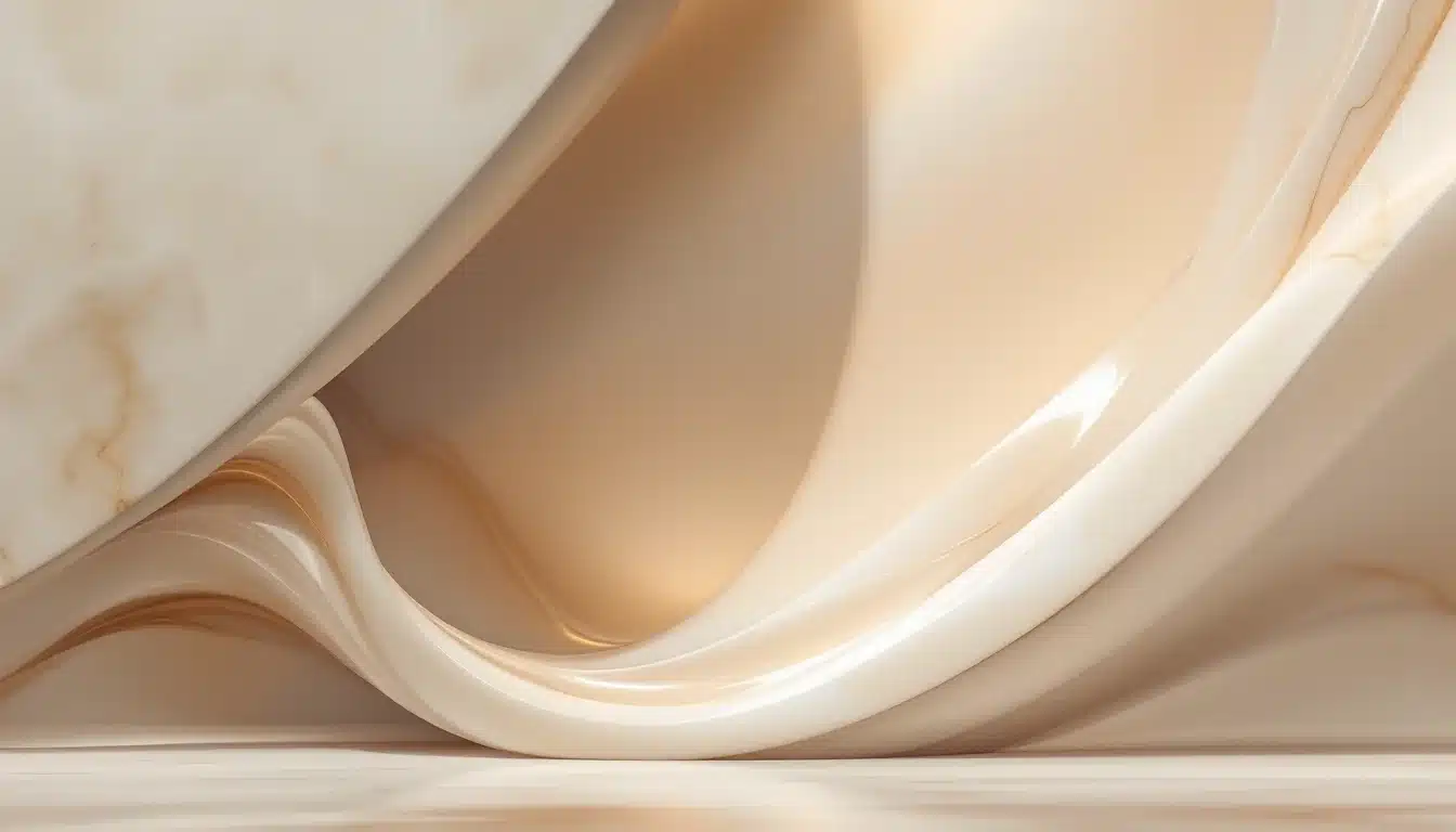 Soft carved profile contours in warm alabaster tones representing facial feminization surgery planning at Troell Cosmetic Surgery, Las Vegas